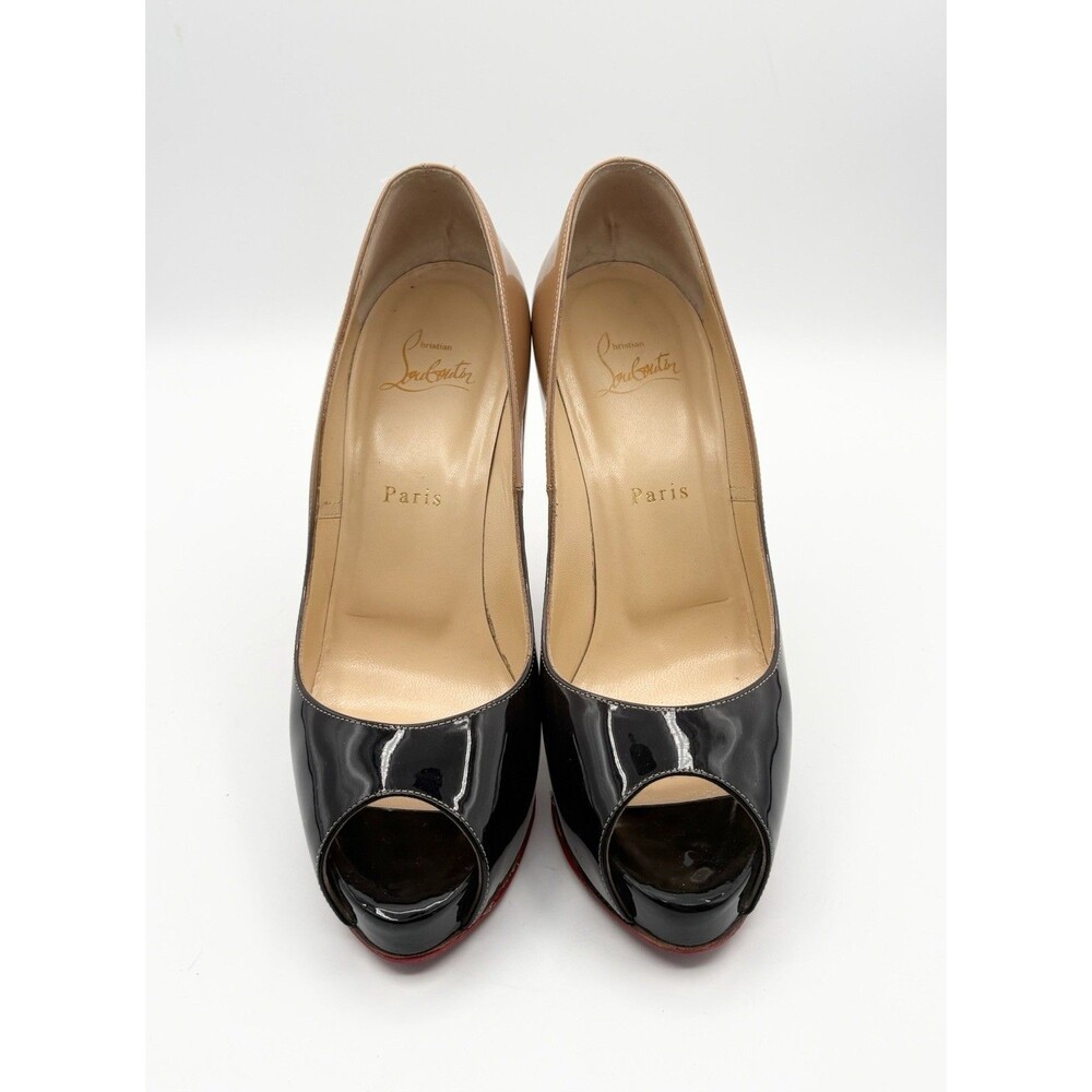 Christian Louboutin Beige & Black Patent Leather Ombre Platform Heels EU 39 - Picture 4 of 16